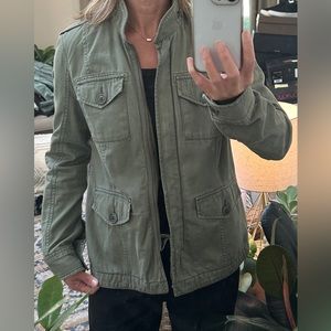 Abercrombie & Fitch - Army Green Embroidered Floral Bomber Jacket - Small
